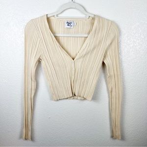 Princess Polly Tan Ribbed Button Up Sweater Size M/L
